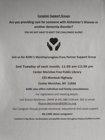 Alzheimer's Support Group. @ Center Moriches Free Public Library | Center Moriches | New York | United States
